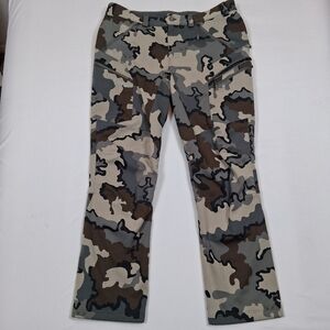 Kuiu Axis Hybrid Hunting Pants Mens Size 40 × 33 Vias Camo EUC Wind Resistant